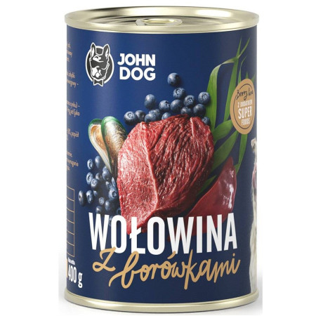 JOHN DOG BERRY Suaugusiems šunims su jautiena ir mėlynėmis - 400g