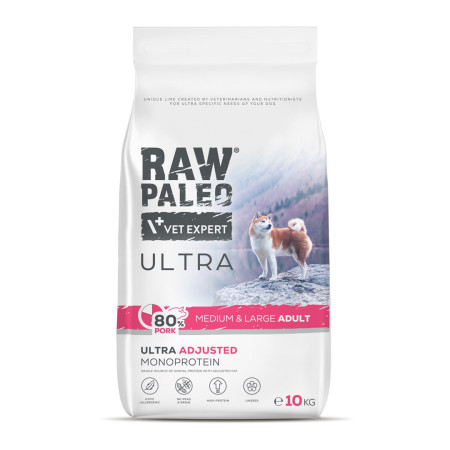 RAW PALEO Ultra Pork Medium & Large Adult - sausas maistas šunims - 10 kg