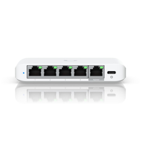 Ubiquiti UniFi Flex Mini 2.5G Valdomas 2.5G Ethernet 1U Balta