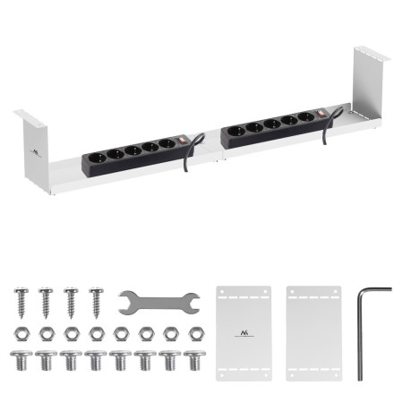 Kompaktiškas Maclean kabelio tvarkyklė po stalu, balta