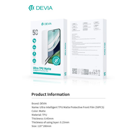 Plėvelių rinkinys karpymo mechanizmui Devia Ultra Intelligent TPU Matte 50vnt.