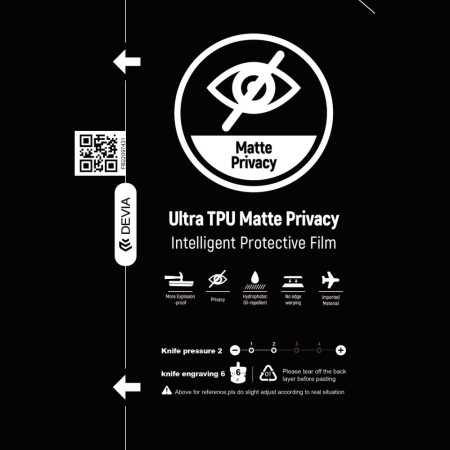 Plėvelių rinkinys karpymo mechanizmui Devia Ultra Intelligent TPU Matte Privacy 20vnt.