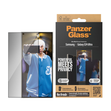 PanzerGlass ® Privatumo ekrano apsauga Samsung Galaxy S24 Ultra | Ultra-plačiai pritaikoma su EasyAligner