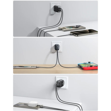 Įkroviklis Joyroom JR-TCF13 25W USB-C/USB-A juodas