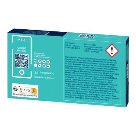 ARCTIC MX-6 Termopasta Šiluminis Tepalas su 6 vnt. MX Cleaner 4 g