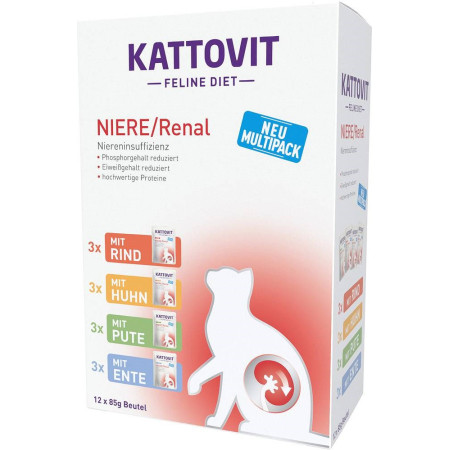 KATTOVIT Feline Diet Niere/Renal - šlapias kačių maistas - 12 x 85g