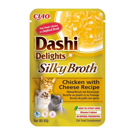 INABA CAT Dashi Delights Silky Broth Vištiena su Sūriu - skanėstas katėms - 40g
