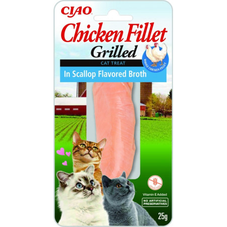 INABA Grilled Chicken Extra Tender Fillet moliusko skonio sultinyje - skanėstas katėms - 25 g