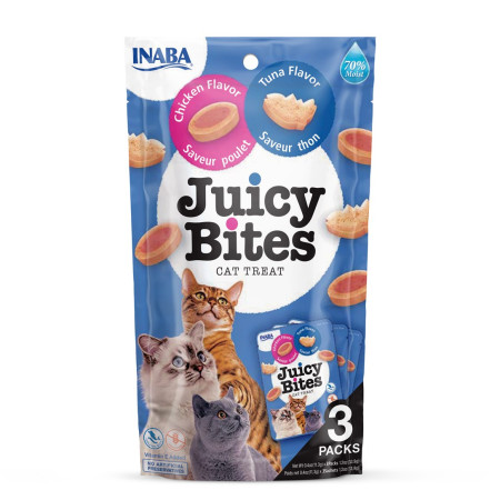 INABA Juicy Bites Vištiena ir tunas - skanėstas katėms - 3 x 11g