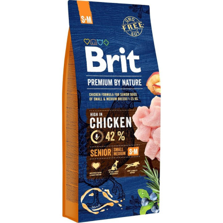 BRIT Premium by Nature Senjorams Mažiems/Vidutiniams - Vištiena - sausas maistas šunims - 15kg