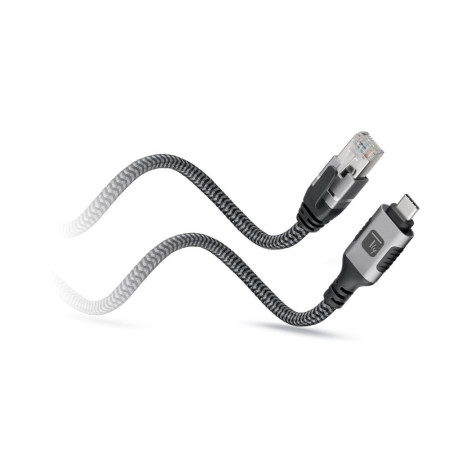 Techly ICOC U3C-RJ45-010 tinklo kabelis Sidabras, Juoda 1 m Cat6 F/UTP (FTP)