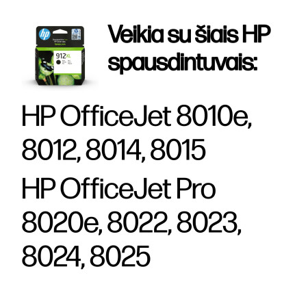 HP 912XL Aukštos išeigos juoda originalus rašalo kasetė