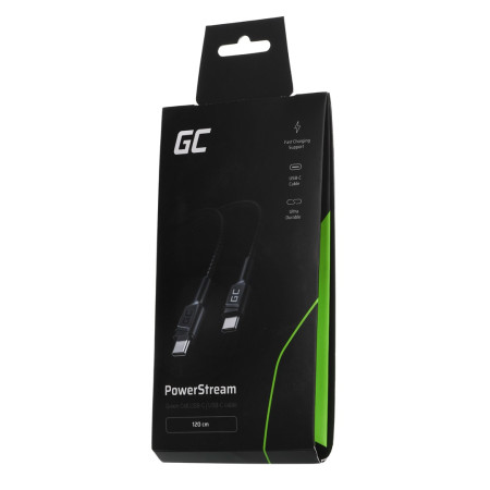 Green Cell USB C kabelis 1,2 m Juodas