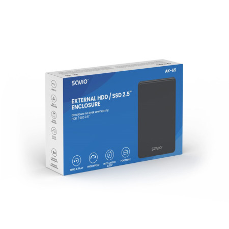 Savio 2,5" išorinis HDD/SDD korpusas, USB 3.0, AK-65