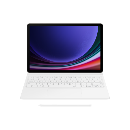 DX725UW Book Cover Keyboard Samsung Galaxy Tab S9/S9 FE/S10 FE/S10 Lite, Balta