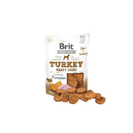 Brit Jerky Turkijos Mėsos Monetos - skanėstai šuniukui - 80 g