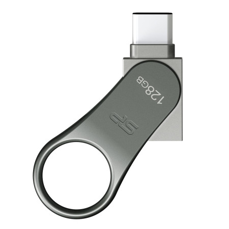 Silicon Power Mobile C80 USB atmintinė 128 GB, USB A tipo / C tipo 3.0 titano spalvos