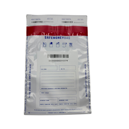 Apsauginiai depozitiniai vokai BESTPAK SAFEMONEYBAG 190x260+35 mm B5 100 vnt. Balti