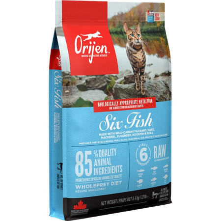 ORIJEN Six Fish Cat Sausas maistas - 5,4 kg