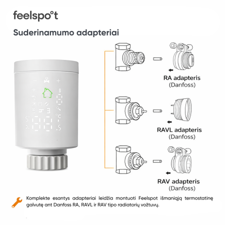 Išmani termostatinė galva radiatoriams Feelspot TG22.09 Zigbee Tuya