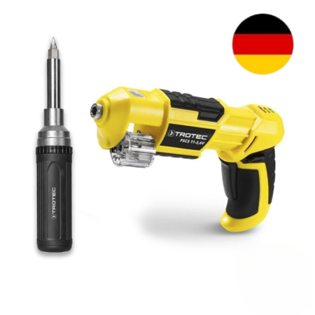 Akumuliatorinis suktuvas-gręžtuvas Trotec PSCS 11-3.6V ir antgalių su atsuktuvu Trotec 9in1 rinkinys
