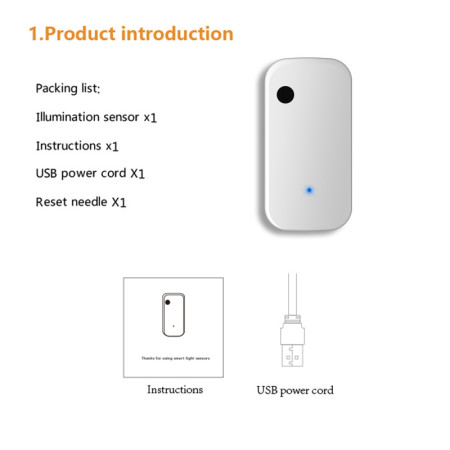 Kambario šviesos ryškumo jutiklis su WIFI Feelspot FS-LBS01W 0-1000 LUX, Tuya