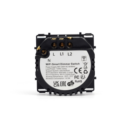 Dvipolis WiFi sensorinis jungiklis dimeris (trailing edge) Feelspot, 120W (LED)