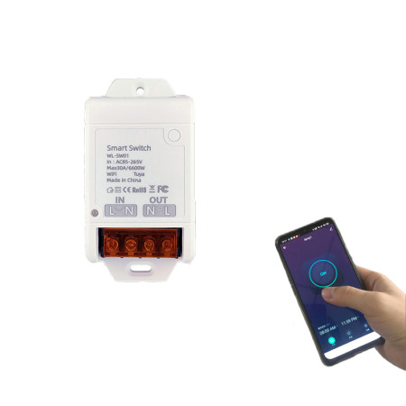 Išmanusis jungiklis – rėlė Feelspot FS-WB06W Wi-Fi, Tuya