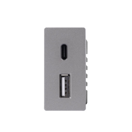 1/2 greito krovimo lizdas Feelspot USB+C, be rėmelio, pilkas, 20W