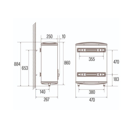 Elektrinis vandens šildytuvas Cata CTRS-50 REV SLIM Smart (boileris)