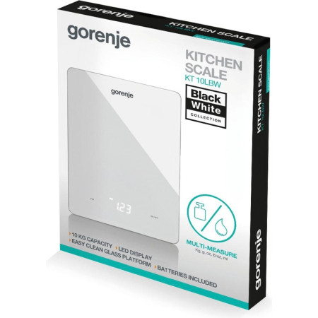 Gorenje KT10LBW Balta Stalviršis Elektroninės Virtuvinės Svarstyklės
