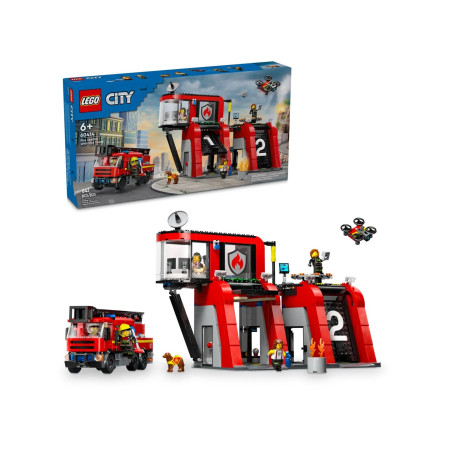 LEGO CITY 60414 gaisrininkų stotis su gaisriniu automobiliu