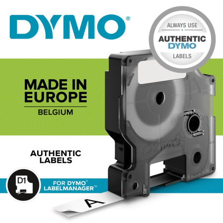 DYMO D1 Standartinė etiketė - Juoda ant baltos - 9mm