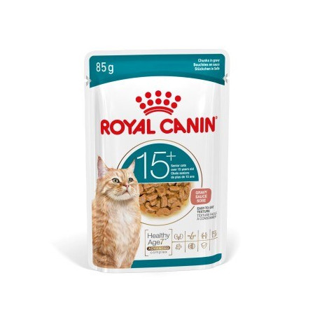 ROYAL CANIN Senjorams 15+ Gabaliukai padaže - šlapias kačių maistas - 12x85 g