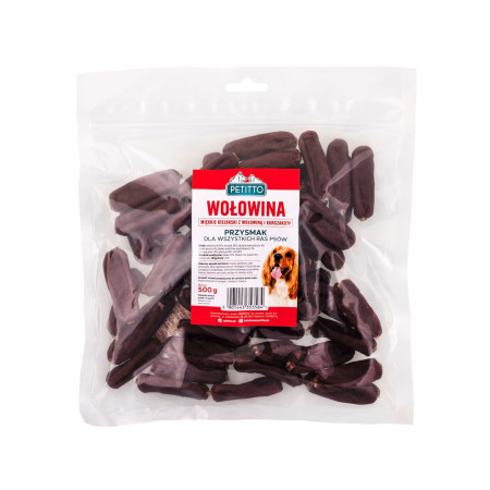 PETITTO minkštos jautienos dešrelės - skanėstas šuniui - 500g