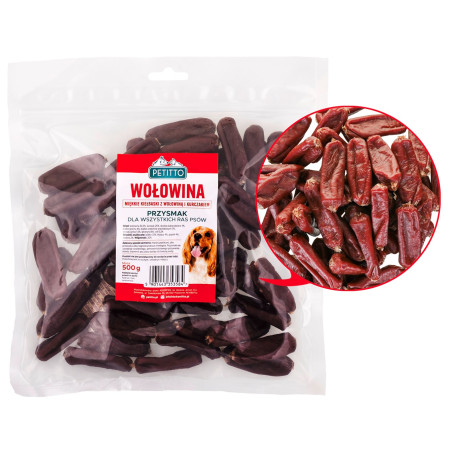PETITTO minkštos jautienos dešrelės - skanėstas šuniui - 500g