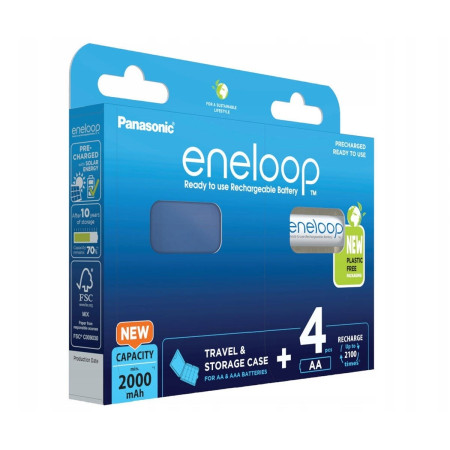Įkraunamos baterijos PANASONIC ENELOOP AA 2000 mAh 4 szt + langelis