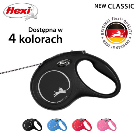 Flexi New CLASSIC 5 m Juoda Šuo Susitraukiantis pavadėlis