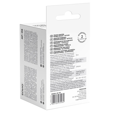 Savio AP-06 maitinimo adapteris / inverteris Universalus 3750 W Balta