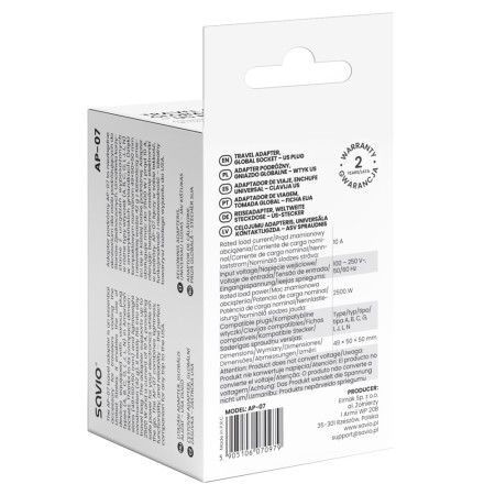 Savio AP-07 maitinimo adapteris / inverteris Universalus 2500 W Balta