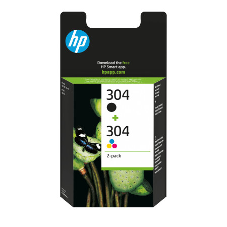 HP 304 2-pack Juodas/Tri-spalvė Originalių Rašalo Kasetės