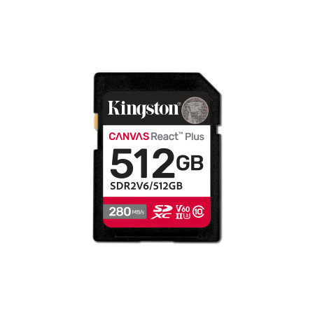 Kingston SDXC 512GB Canvas React Plus SDXC UHS-II 280R/100W U3 V60