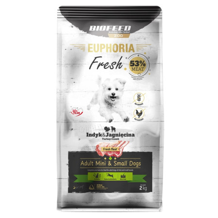 BIOFEED Euphoria Fresh Adult Mini & Small Turkey su aviena - sausas maistas šunims - 2kg