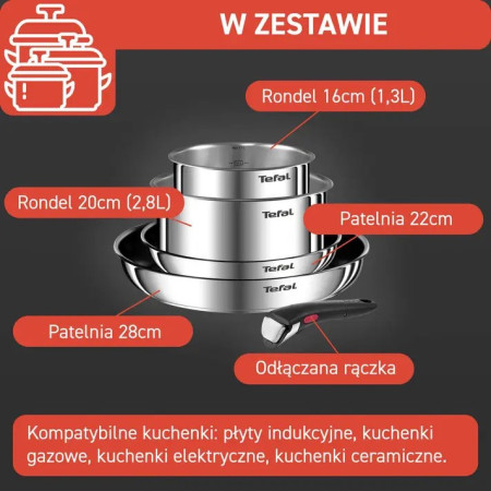 Zestaw garnków TEFAL Ingenio Emotion L897S574 5 ele