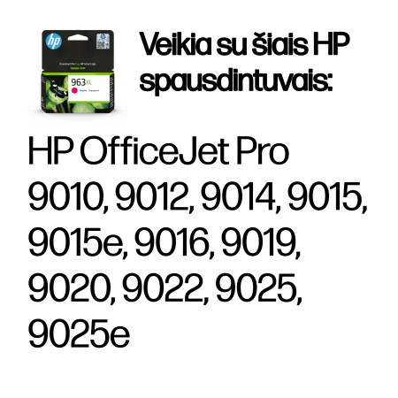 HP 963XL didelės apimties purpurinis originalus rašalas
