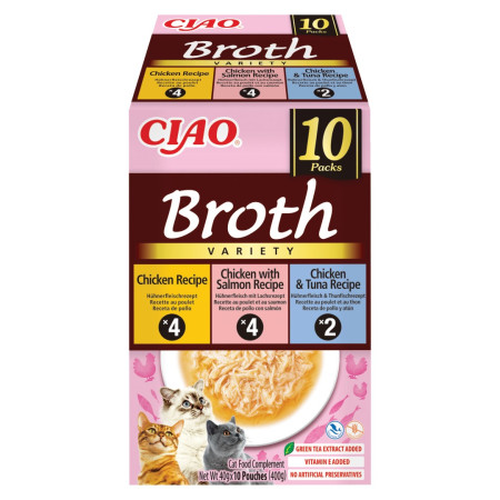 INABA CAT CIAO BROTH CHICKEN,SALMON,TUNA 10x40g