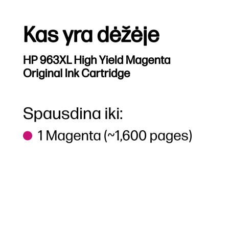 HP 963XL didelės apimties purpurinis originalus rašalas