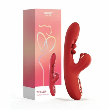 HoneyPlayBox Tickler Red - Wiggling & Tapping Multi-Function Vibrator
