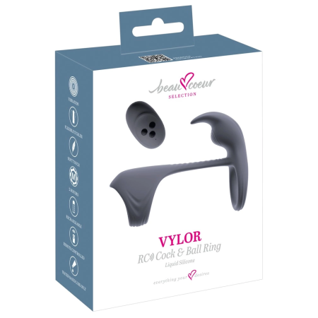beau coeur Vylor RC Silicone Dual Motor Intimate Ring, Black, 13.5 cm