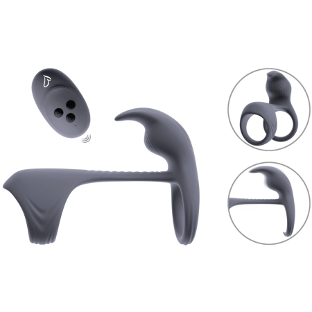 beau coeur Vylor RC Silicone Dual Motor Intimate Ring, Black, 13.5 cm